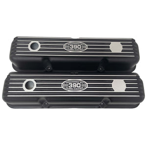 Ford FE 390 Valve Covers Short - POWERED BY 390 - Style 2 - Black