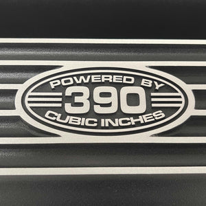 Ford FE 390 Valve Covers Short - POWERED BY 390 - Style 2 - Black