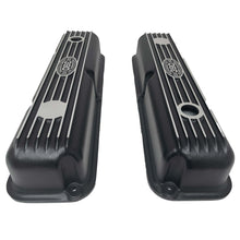 Load image into Gallery viewer, Ford FE 390 Valve Covers Short Finned (POWERED BY 390) Black -Style 2