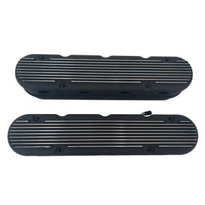 GM Black LS Finned Valve Covers w/Coil Mounts & Cover