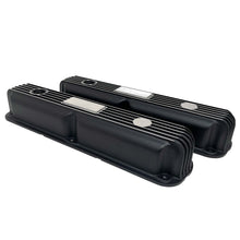 Load image into Gallery viewer, Mopar 318, 340, 360 Finned Valve Covers - Die-Cast - Custom - Black