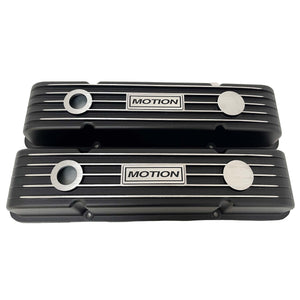 Small Block Chevy MOTION Logo Valve Covers & 13" Air Cleaner - Black