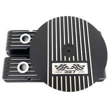 Load image into Gallery viewer, Small Block Chevy 327 Flag Logo Valve Covers &amp; 13&quot; Air Cleaner - Black