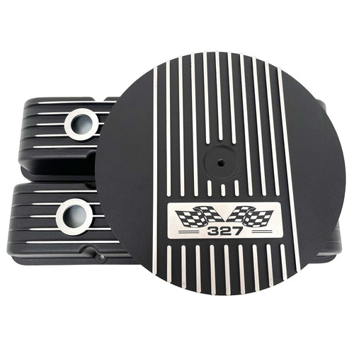 Small Block Chevy 327 Flag Logo Valve Covers & 13