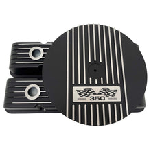 Load image into Gallery viewer, Small Block Chevy 350 Finned Valve Covers &amp; 14&quot; Round Air Cleaner Kit - Black