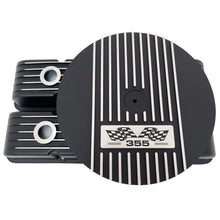 Load image into Gallery viewer, Small Block Chevy 355 Flag Logo Valve Covers &amp; 13&quot; Air Cleaner - Black