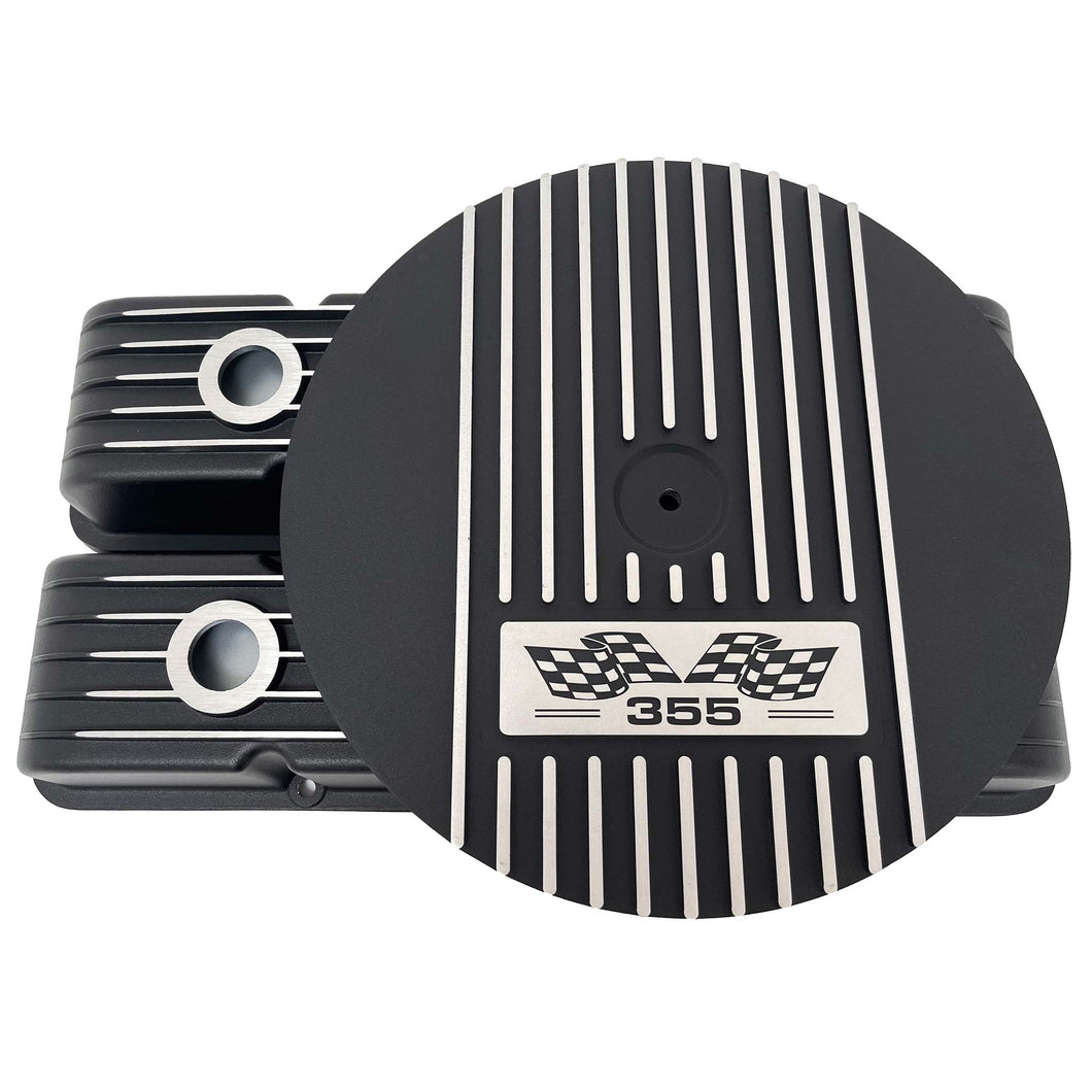 Small Block Chevy 355 Flag Logo Valve Covers & 13