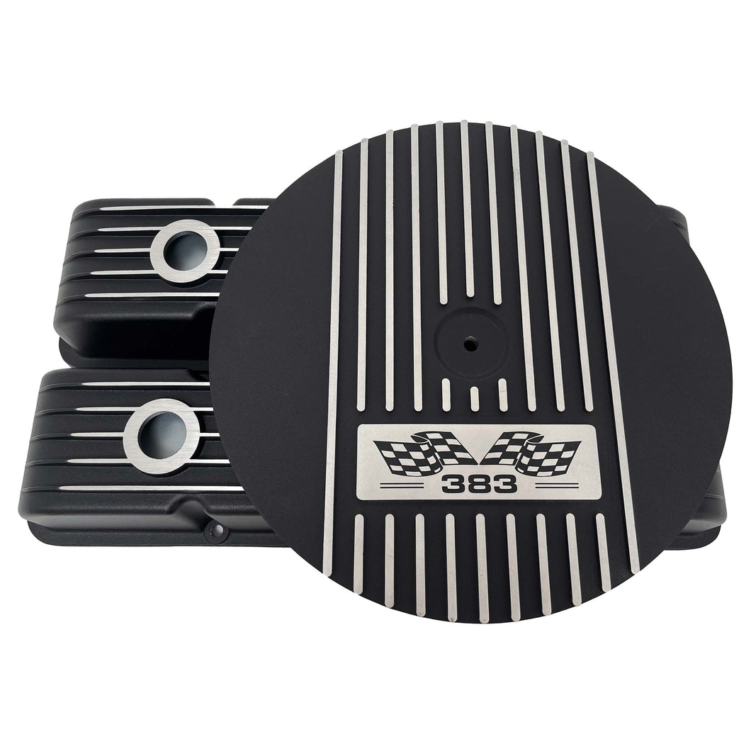 Small Block Chevy 383 Flag Logo Valve Covers & 13