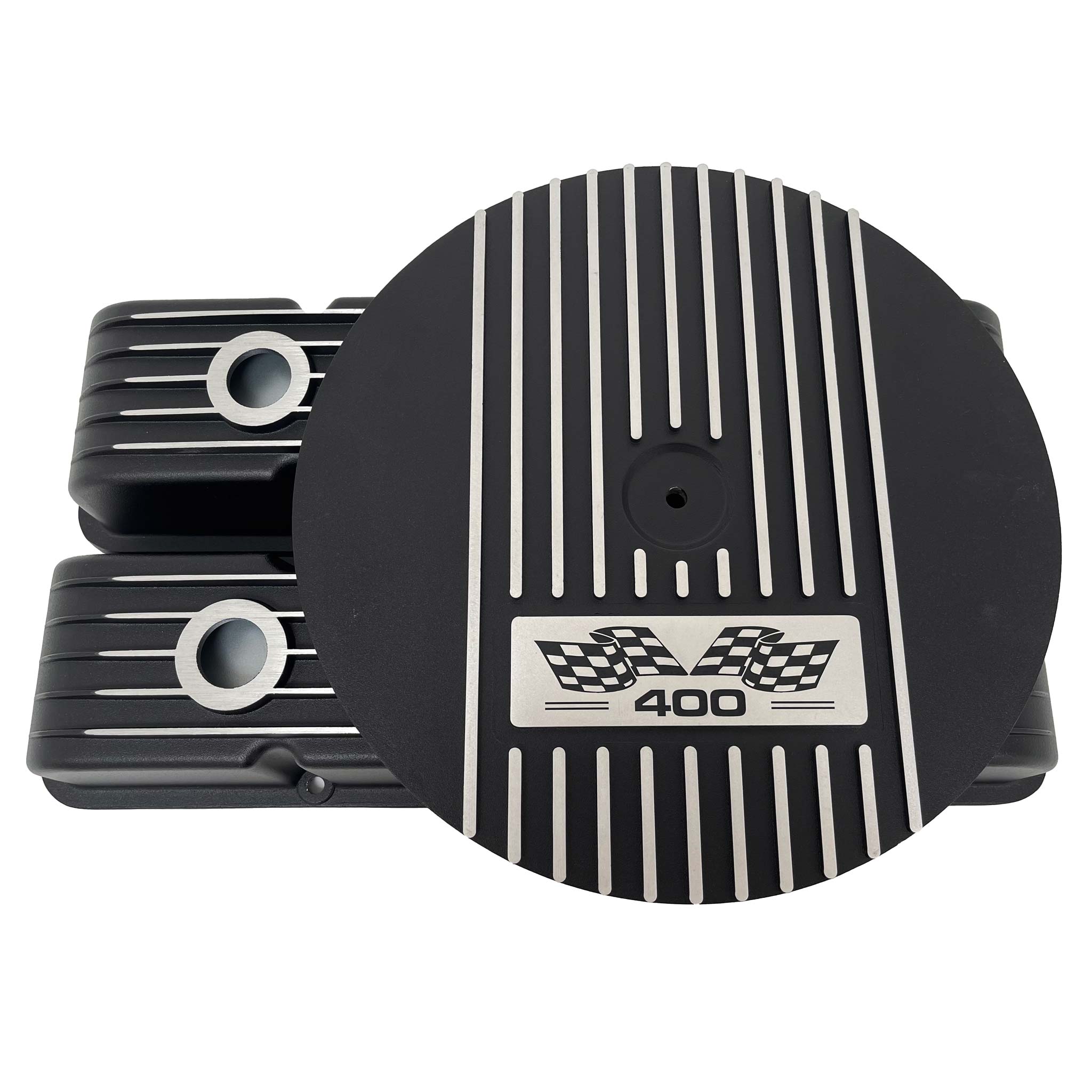 Small Block Chevy 400 Flag Logo Valve Covers & 13