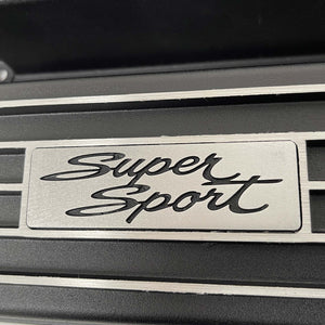 Small Block Chevy Super Sport Script Logo Finned Valve Covers - Black