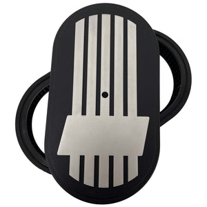 15" Oval Air Cleaner Lid Kit - Custom Raised Billet Top - Black