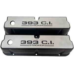 Ford Small Block 393 C.I. Stroker Tall Valve Covers - Billet Top - Black