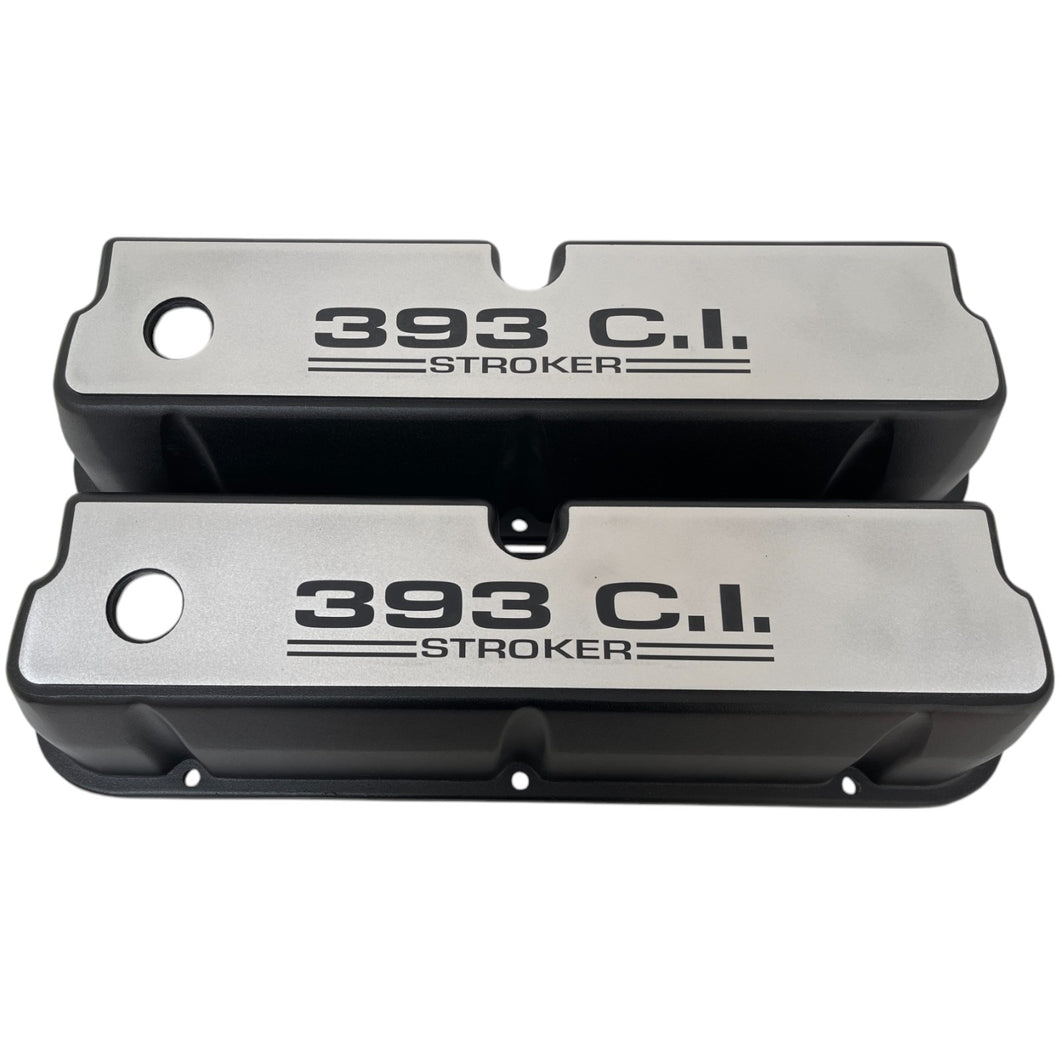 Ford Small Block 393 C.I. Stroker Tall Valve Covers - Billet Top - Black
