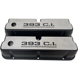 Ford Small Block 393 C.I. Stroker Tall Valve Covers - Billet Top - Black