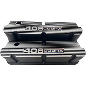 Ford Small Block Pentroof 408 Cobra Valve Covers - Tri-Color 2 - Black