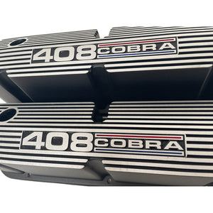Ford Small Block Pentroof 408 Cobra Valve Covers - Tri-Color 2 - Black