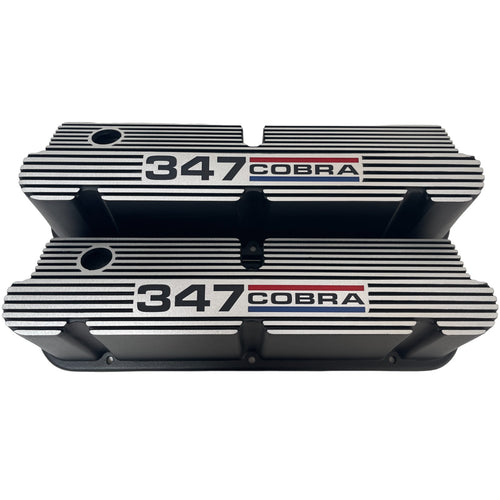 Ford Small Block Pentroof 347 Cobra Valve Covers - Tri-Color 1 - Black