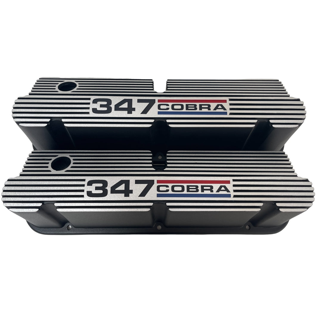 Ford Small Block Pentroof 347 Cobra Valve Covers - Tri-Color 1 - Black