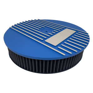 14" Round Custom Air Cleaner Lid Kit, Finned - Blue