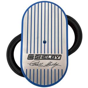 Carroll Shelby Signature 15" Oval Air Cleaner Kit - Finned Billet Top - Blue