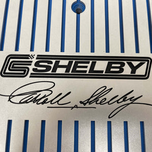 Carroll Shelby Signature 15" Oval Air Cleaner Kit - Finned Billet Top - Blue