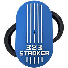 Load image into Gallery viewer, 383 STROKER Raised Logo 15&quot; Oval Air Cleaner Lid Kit - Blue