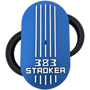 383 STROKER Raised Logo 15" Oval Air Cleaner Lid Kit - Blue