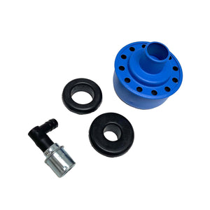 Blue Chrome Valve Cover Breather and Small PCV Valve