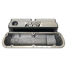 Load image into Gallery viewer, Ford Boss 302 Windsor Black Tall Finned Valve Covers, Style 3