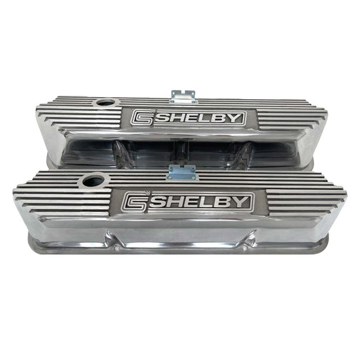 Ford FE Tall Valve Covers - CS Shelby Die-Cast Logo - Polished