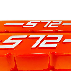 Chevy 572 - RAISED LOGO - Big Block Valve Covers Tall - Orange
