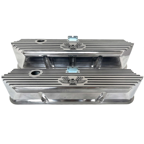 Ford FE 406 American Eagle Tall Valve Covers - Finned - Polished