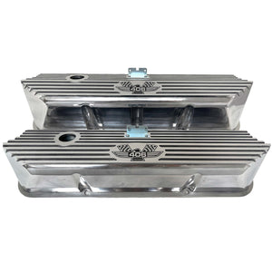Ford FE 406 American Eagle Tall Valve Covers - Finned - Polished