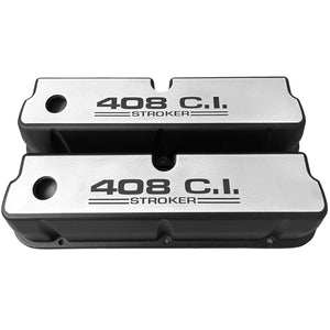 Ford 408 Stroker 351 Windsor Valve Covers - Full Billet Top - Black