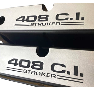 Ford Small Block 408 C.I. Stroker Tall Valve Covers - Billet Top - Black