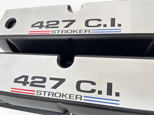 Ford 427 Stroker 351 Windsor Valve Covers - Custom Billet Top - Black