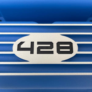 Ford FE 428 Short Valve Covers, Finned - Blue