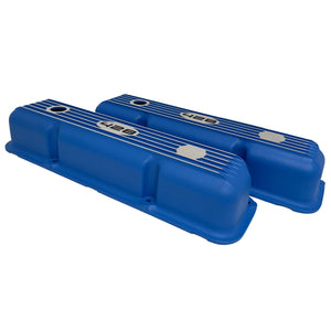 Ford FE 428 Short Valve Covers, Finned - Blue