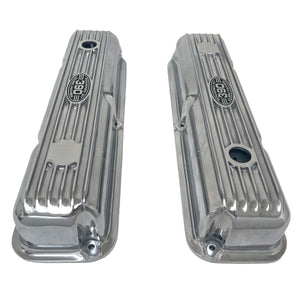 Ford FE 390 Valve Covers Short (POWERED BY 390) Style 2 - Polished