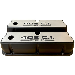 Ford Small Block 408 C.I. Stroker Tall Valve Covers - Billet Top - Black