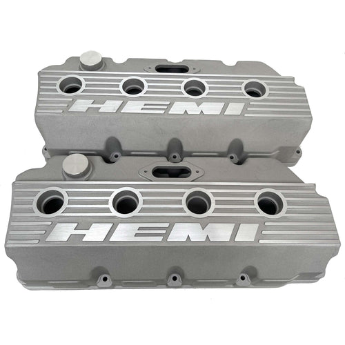 Hemi Logo Valve Covers - Die-Cast Aluminum - Bead Blast