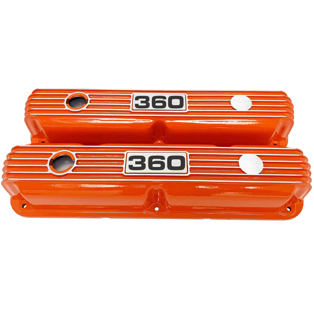 Mopar Performance 360 Finned Valve Covers - Style 1 - Orange