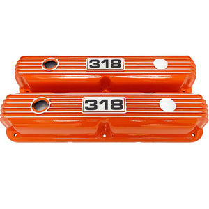 Mopar Performance 318 Finned Valve Covers - Orange