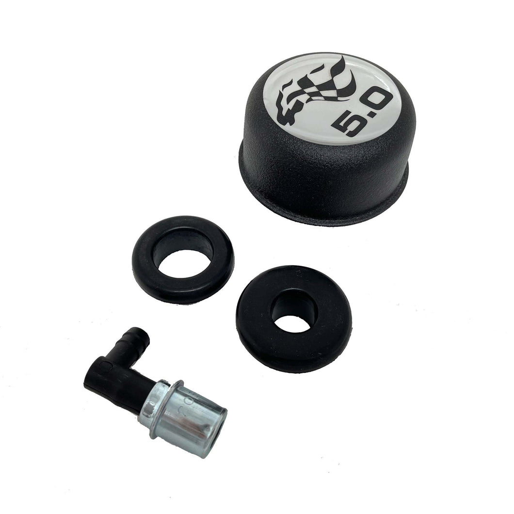 Ford Mustang 5.0 Pony Breather, PCV Valve and Grommets - Black
