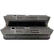 Load image into Gallery viewer, Cobra Le Mans FE Tall Valve Covers - Finned - Engraved - Black