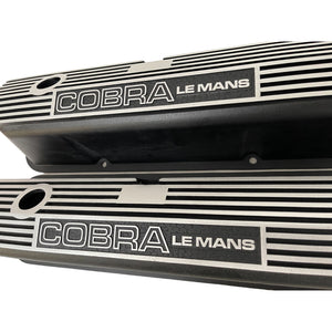 Cobra Le Mans FE Tall Valve Covers - Finned - Engraved - Black