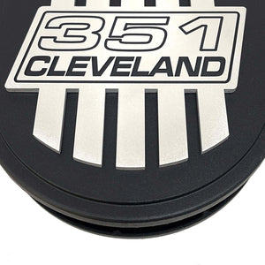351 Cleveland - Billet Top 15" Oval Air Cleaner Kit - Style 2 - Black