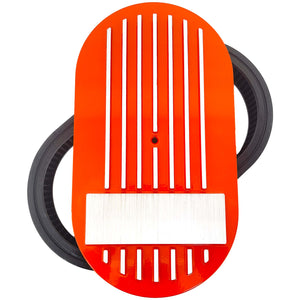 15" Oval Air Cleaner Lid Kit - Raised Fins - Engravable - Orange