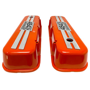 454 Cubic Inches Big Block Chevy Valve Covers & Air Cleaner Kit - Billet Top - Orange