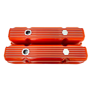 Mopar 383, 400, 440 Finned Valve Covers - Die-Cast Aluminum - Orange